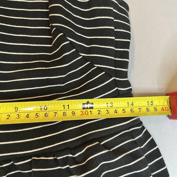 Madewell Pierside Sz M Sleeveless Striped Black & White Knit Mini Dress Pockets - Picture 9 of 11